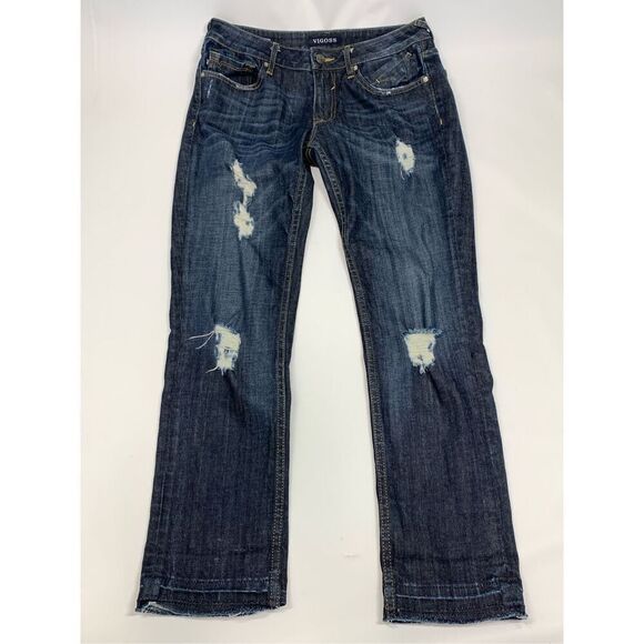 Vigoss Women’s Distressed Ripped The Thompson Tomboy Jeans Blue Size W29 - Picture 1 of 13